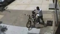A stolen Philadelphia Police bike was abandoned after the thief attempted unsuccessfully to sell it to a man he approached. A stolen Philadelphia Police bike was abandoned after the thief attempted unsuccessfully to sell it to a man he approached.