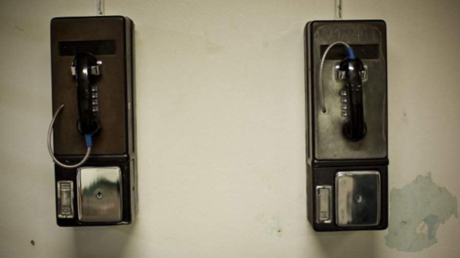 Phones on the 3000 floor of L.A. County Men's Central Jail are seen.