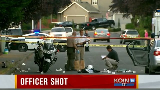 A Vancouver, Wash. police officer was critically wounded and two suspects were arrested following a Monday morning shooting.