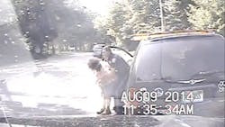 Kalamazoo Police Officer Jason Gates saved a choking woman during a traffic stop over the weekend, and the incident was captured on his cruiser's dashboard camera. Kalamazoo Police Officer Jason Gates saved a choking woman during a traffic stop over the weekend, and the incident was captured on his cruiser's dashboard camera.