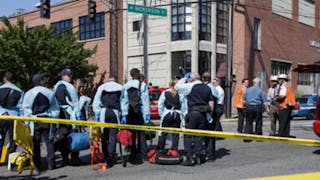 The scene near a shooting on the Seattle Pacific University campus on June 5 in Seattle, Wash. is seen.