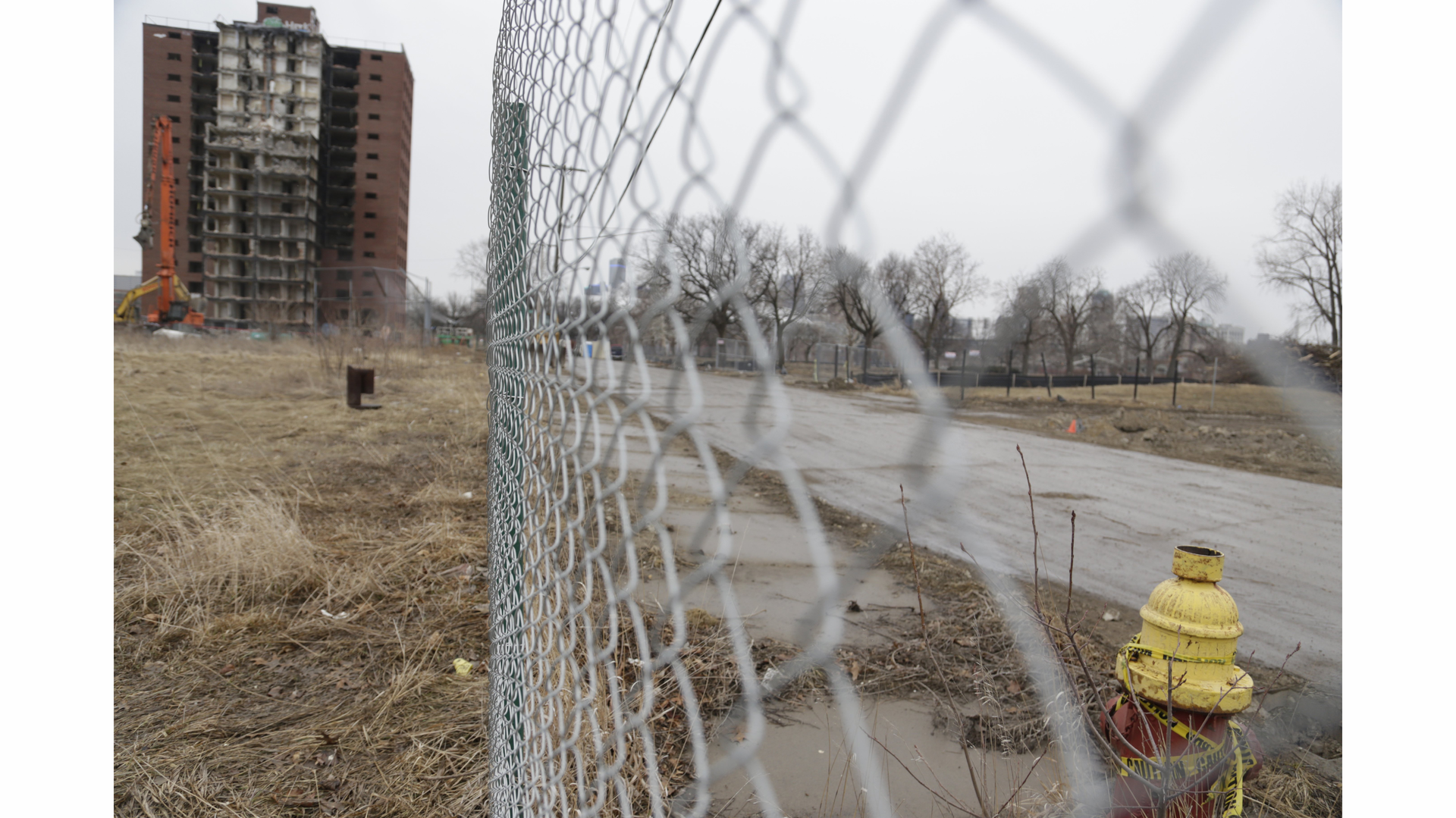 The area near the Frederick Douglass Homes in Detroit where the body of French street artist Bilal Berreni, 23, was found on July 29, 2013 is seen.