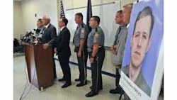Pennsylvania State Police Commissioner Frank Noonan, speaks during a news conference in Blooming Grove Twp, Pa. on Sept. 16.