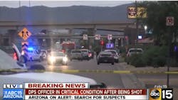 An Arizona Department of Public Safety officer is hospitalized in critical condition after being shot in the face Wednesday morning.