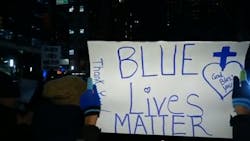 In New York City and Philadelphia Friday night, demonstrations took place in support of police officers. In New York City and Philadelphia Friday night, demonstrations took place in support of police officers.