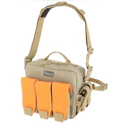 The hunter version of the Mag Bag Triple; blaze orange pouch covers for visibility. The hunter version of the Mag Bag Triple; blaze orange pouch covers for visibility.