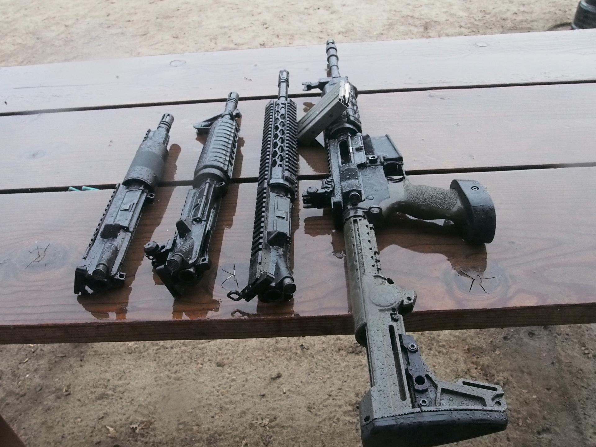 We tested carbine lengths from 7.5 to 16 inches, supplied by Franklin Armory of Morgan Hill, Calif. The 7.5 inch upper, far left, is lightweight and highly maneuverable. There are plenty of reasons why an officer would rather have a shorter AR-15 upper. While the shorter barrels make the carbine pistol sized, they can out perform a pistol.