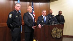 Boston Police Commissioner William B. Evans speaks during a press conference on Feb. 27.