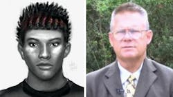 A sketch of the gunman suspected of shooting Berkeley County Lt. Will Rogers, on the right, is seen. A sketch of the gunman suspected of shooting Berkeley County Lt. Will Rogers, on the right, is seen.
