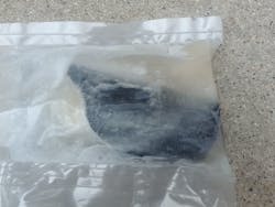 The original bag of water, frozen. The original bag of water, frozen.