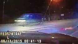 Dallas County Sheriff's Deputy Katrina Caldwell deployed stop sticks to disable James Boulware's armored van. Dallas County Sheriff's Deputy Katrina Caldwell deployed stop sticks to disable James Boulware's armored van.