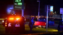 The trooper attempted to talk to a driver after he spotted an equipment violation on a pickup truck at a gas station Sunday night. The trooper attempted to talk to a driver after he spotted an equipment violation on a pickup truck at a gas station Sunday night.