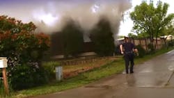 Los Alamos Cpl. James Keane rescued a man from his burning home last month, and it was all captured on dashcam video. Los Alamos Cpl. James Keane rescued a man from his burning home last month, and it was all captured on dashcam video.