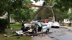 Salisbury Police Officer Zachary Converse was responding to a reported domestic dispute when his cruiser collided with the suspect vehicle early Tuesday morning.