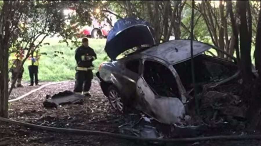 Trooper Sean Duckers knocked out the window of a burning vehicle to save an unconscious man on Monday.