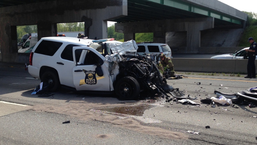 Trooper Jacob Raupp's SUV struck the rear of a 2001 International semi that was pulling an empty flatbed trailer.