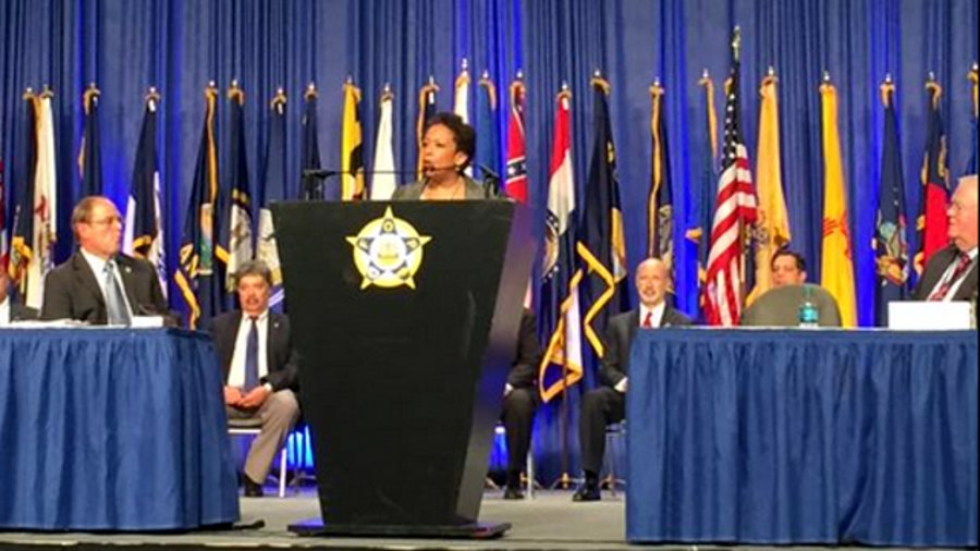 As U.S. Attorney General Loretta Lynch spoke at the opening of the national convention of the Fraternal Order of Police in Pittsburgh.
