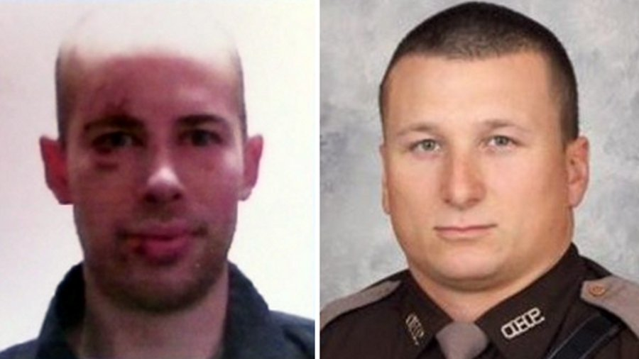 Steven Clark, left, and Trooper Nicholas Dees
