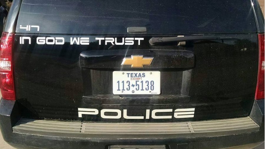 Childress Police Chief Adrian Garcia says that he added the decals in response to the increasing violence against law enforcement officers across the country.