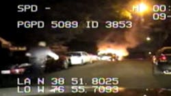 Prince George's County police officers are being credited with saving a man from a burning car Friday morning. Prince George's County police officers are being credited with saving a man from a burning car Friday morning.