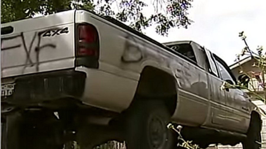 A Texas man who claimed vandals spray-painted anti-police messages on his pickup truck has been arrested and accused of making up the story.