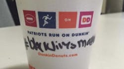 A Providence police officer had purchased coffee from a local Dunkin' Donuts on Friday when he noticed an employee had written '#BlackLivesMattter' on his cup. A Providence police officer had purchased coffee from a local Dunkin' Donuts on Friday when he noticed an employee had written '#BlackLivesMattter' on his cup.