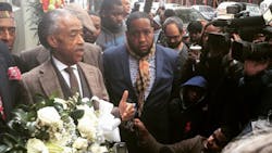 Longtime NYPD critic Al Sharpton on Saturday laid a memorial wreath for slain Police Officer Randolph Holder. Longtime NYPD critic Al Sharpton on Saturday laid a memorial wreath for slain Police Officer Randolph Holder.