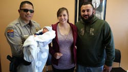 Trooper Miguel Rincon helped deliver a baby while he was in the middle of a traffic stop on the highway over the weekend. Trooper Miguel Rincon helped deliver a baby while he was in the middle of a traffic stop on the highway over the weekend.
