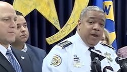 New Orleans Police Department Superintendent Michael Harrison, center, and Mayor Mitch Landrieu, far left, brief the media at a press conference. New Orleans Police Department Superintendent Michael Harrison, center, and Mayor Mitch Landrieu, far left, brief the media at a press conference.