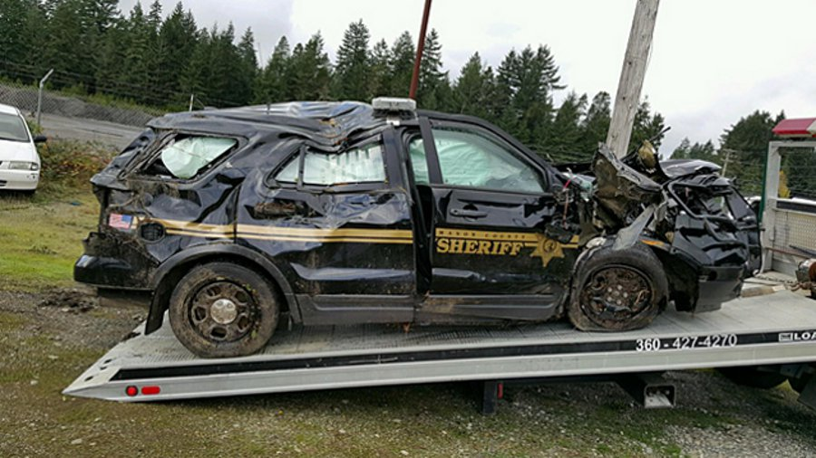 Mason County Sheriff's Deputy Nathan Smith was en route to a possible burglary in progress Sunday morning when his SUV crashed.