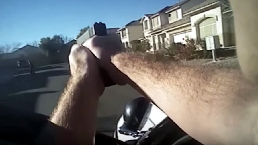 Las Vegas police on Monday released body camera video from the Dec. 31 fatal shooting of a fugitive who refused to obey officers' commands.
