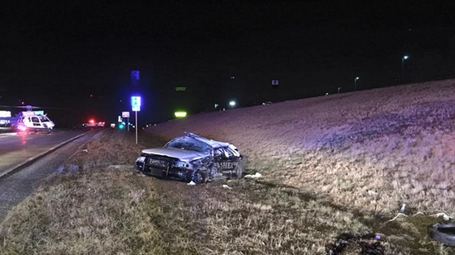 Pickens County Sgt. Rick Hales was injured after he was ejected from his cruiser in a collision with another vehicle Sunday morning.