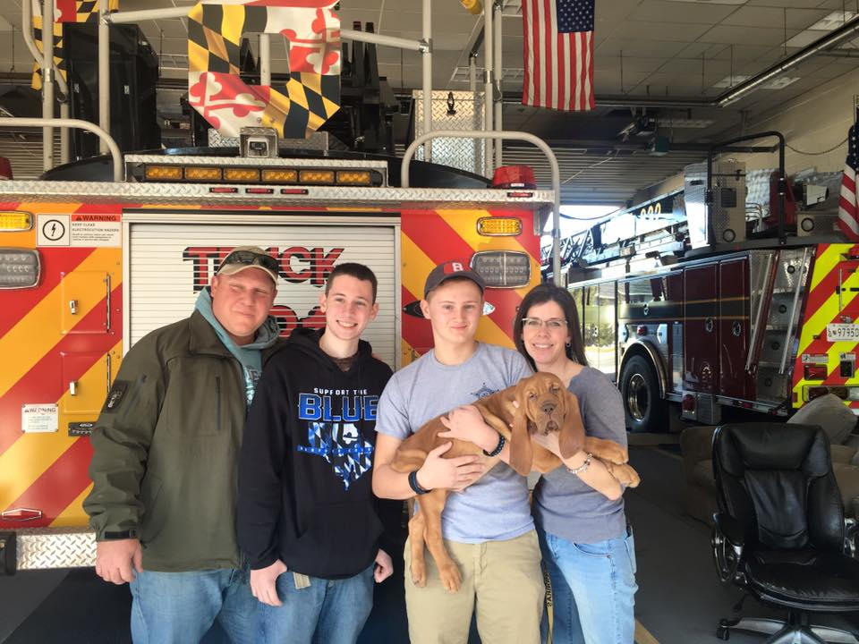 The family of Patrick Dailey on Sunday met the Maryland State Police bloodhound puppy that was named after the slain Harford County Sheriff's deputy.