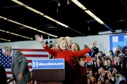 Hillary Clinton speaks in Ankeny, Iowa, on Monday, Feb. 1 after narrowly defeated Sen. Bernie Sanders in the Democratic Iowa caucus.
