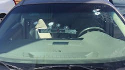 The window of an undercover Jacksonville Sheriff's narcotics detective's car was struck by several bullets as he was critically wounded Wednesday morning. The window of an undercover Jacksonville Sheriff's narcotics detective's car was struck by several bullets as he was critically wounded Wednesday morning.