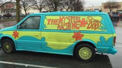 Police officers in Redding were led on a pursuit by a woman in a minivan painted to look like the van from the Scooby Doo cartoon. Police officers in Redding were led on a pursuit by a woman in a minivan painted to look like the van from the Scooby Doo cartoon.