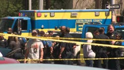 An Austin police officer was struck in the lower right abdomen in a struggle that left left a suspect dead Sunday morning. An Austin police officer was struck in the lower right abdomen in a struggle that left left a suspect dead Sunday morning.