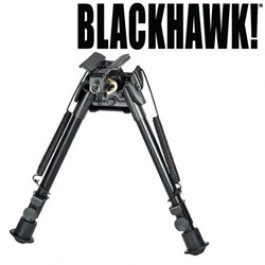 BLACKHAWK ADJUSTABLE PIVOT AND TRAVERSE BIPOD, 9'-13', BLACK