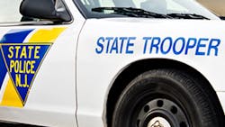 Two New Jersey State Police cruisers collided while pursuing a vehicle in Paterson Sunday night. Two New Jersey State Police cruisers collided while pursuing a vehicle in Paterson Sunday night.