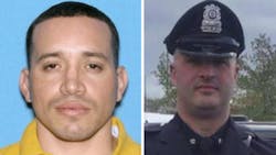 Jorge Zambrano, left, and Auburn Police Officer Ronald Tarentino Jr.