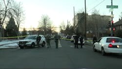 A review found that Denver SWAT Technician John Ruddy was hit by 'friendly fire' during a confrontation with a fugitive last December. A review found that Denver SWAT Technician John Ruddy was hit by 'friendly fire' during a confrontation with a fugitive last December.