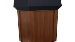 The versatile Patriot Height Adjustable Lectern from AmpliVox can be raised from 36” to up to 56” at the touch of a button, thanks to its silent electronic lift mechanism. The versatile Patriot Height Adjustable Lectern from AmpliVox can be raised from 36” to up to 56” at the touch of a button, thanks to its silent electronic lift mechanism.