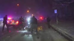 The video shows Kentwood Police Officer Darrin Cline fire twice at 43-year-old Lamont Gulley as the suspect waves a knife at a police dog trying to subdue him. The video shows Kentwood Police Officer Darrin Cline fire twice at 43-year-old Lamont Gulley as the suspect waves a knife at a police dog trying to subdue him.