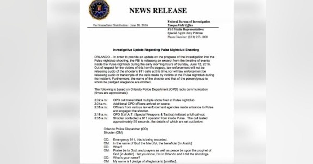 Partial Transcript Released From Orlando 911 Calls | Officer