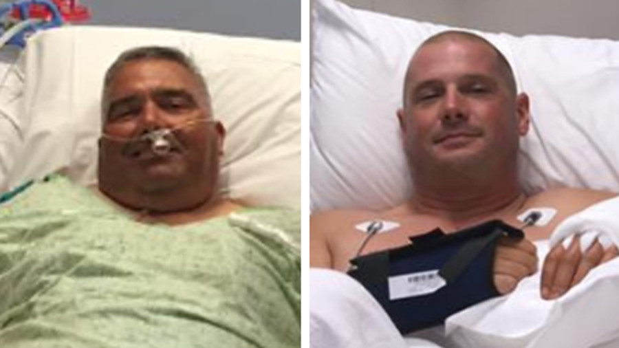 Deputies Paul Spears, left, and Steve Flanary were injured when a vehicle struck their department motorcycles while they were escorting a funeral procession for a victim of the Pulse nightclub shooting on Saturday.