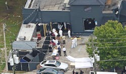An aerial view of the mass shooting scene at Pulse nightclub in Orlando on June 12.