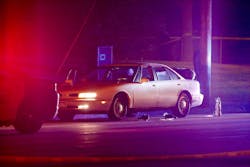 A car at the scene of a shooting of a man involving a St. Anthony Park Police officer in Falcon Heights, Minn. on July 6. A car at the scene of a shooting of a man involving a St. Anthony Park Police officer in Falcon Heights, Minn. on July 6.
