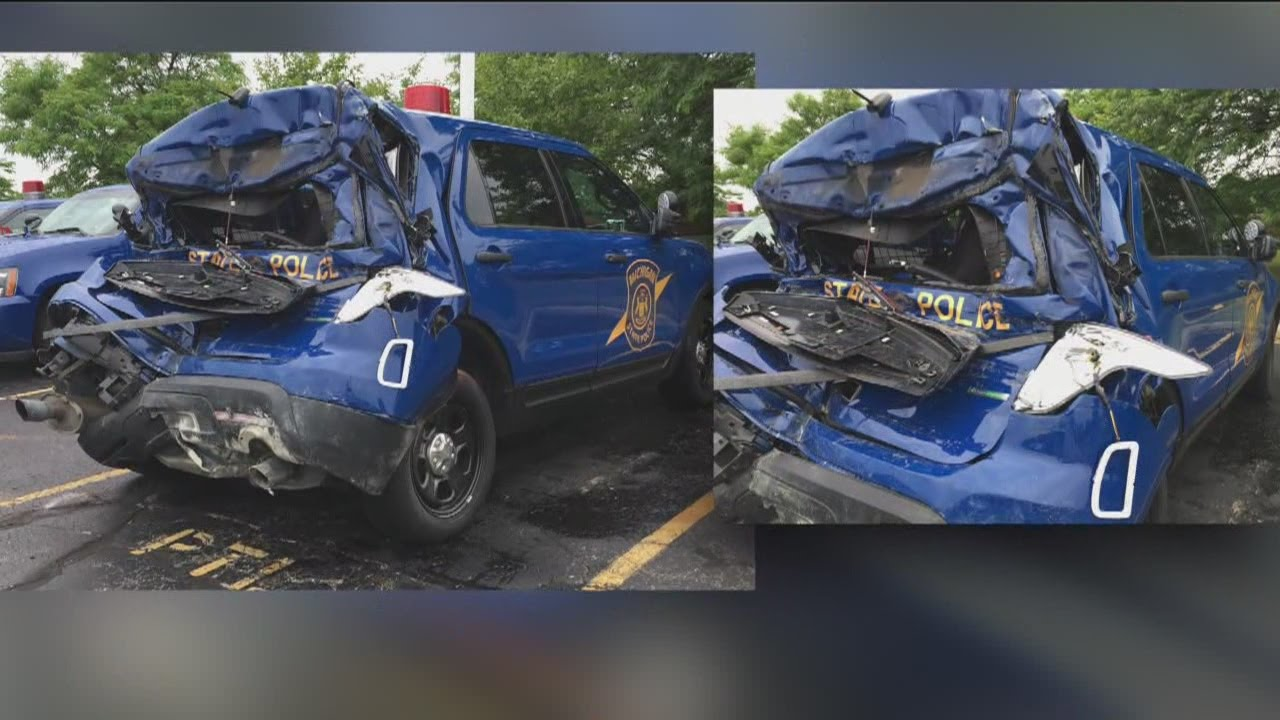 Video Shows Michigan Trooper's Cruiser Struck by Truck | Officer