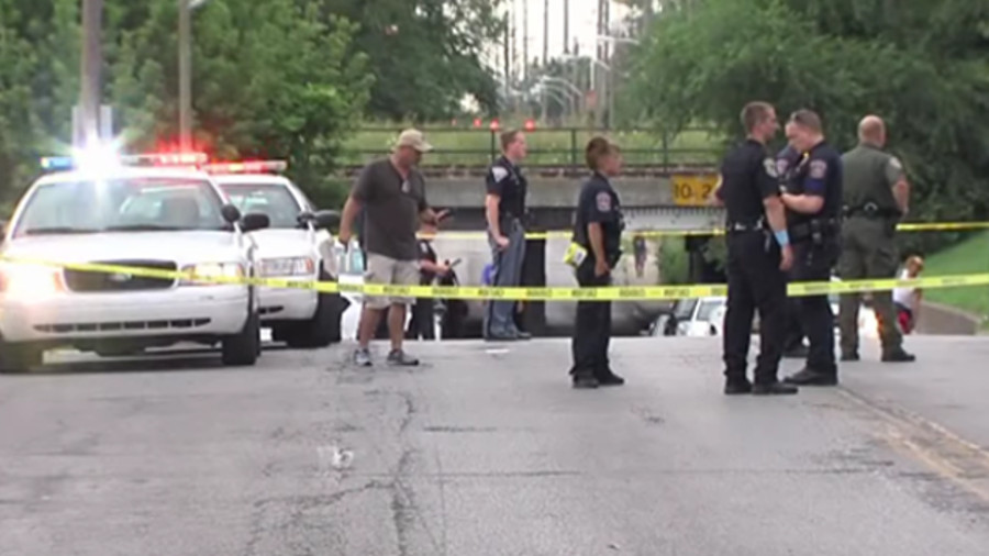 An Indianapolis police officer was shot in the leg and the suspected gunman dead following a high-speed pursuit Monday night.