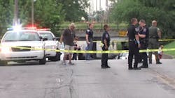 An Indianapolis police officer was shot in the leg and the suspected gunman dead following a high-speed pursuit Monday night. An Indianapolis police officer was shot in the leg and the suspected gunman dead following a high-speed pursuit Monday night.